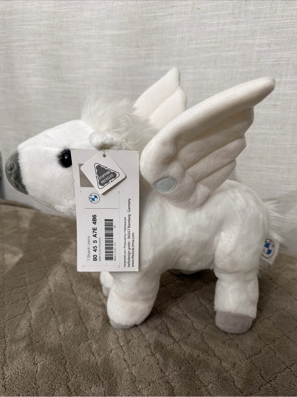 BMW White Winged Plush Pegasus Mascot - White collectible rare find